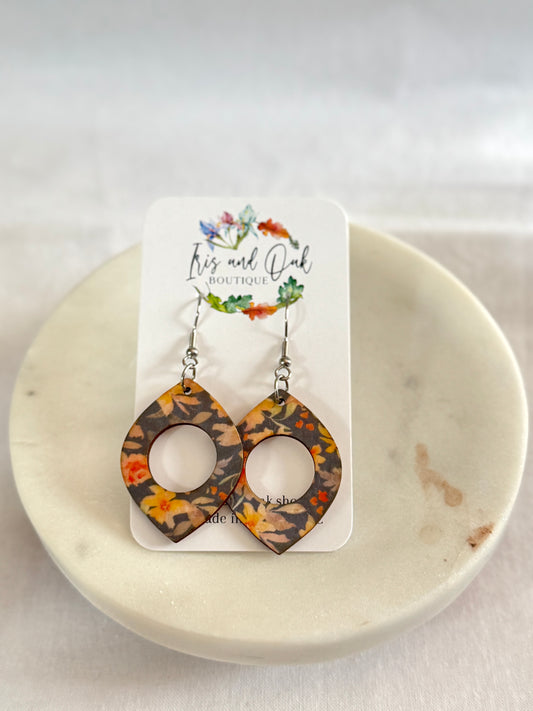 Navy Florals - Open Teardrops