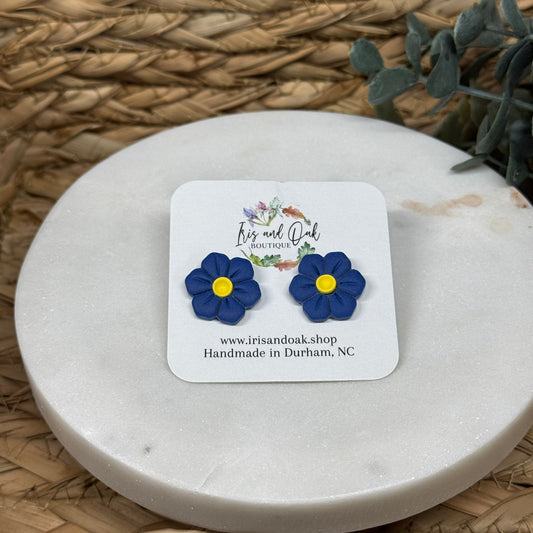Navy Flower Studs