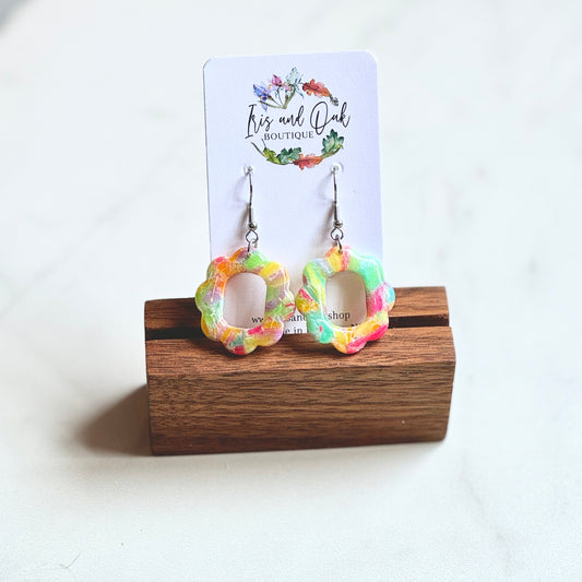 Rainbow Scalloped Dangles