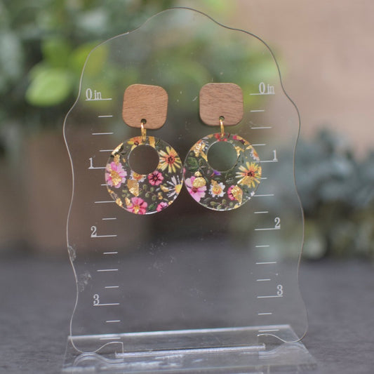 Golden Floral - Circle Dangles