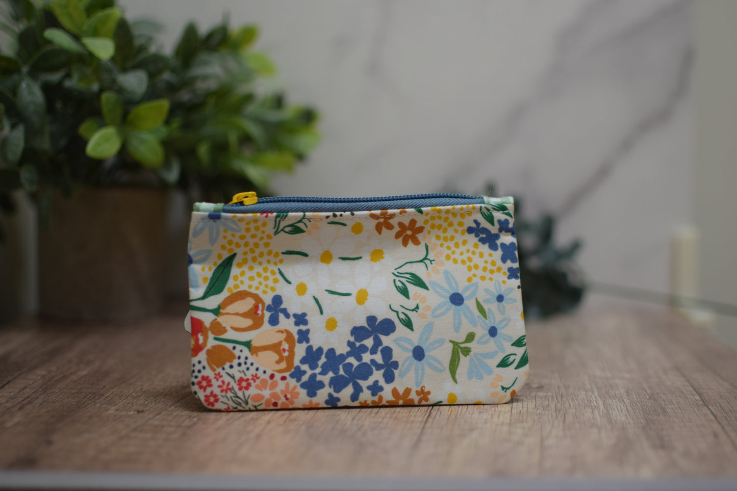 Beige Floral Mini Pouch