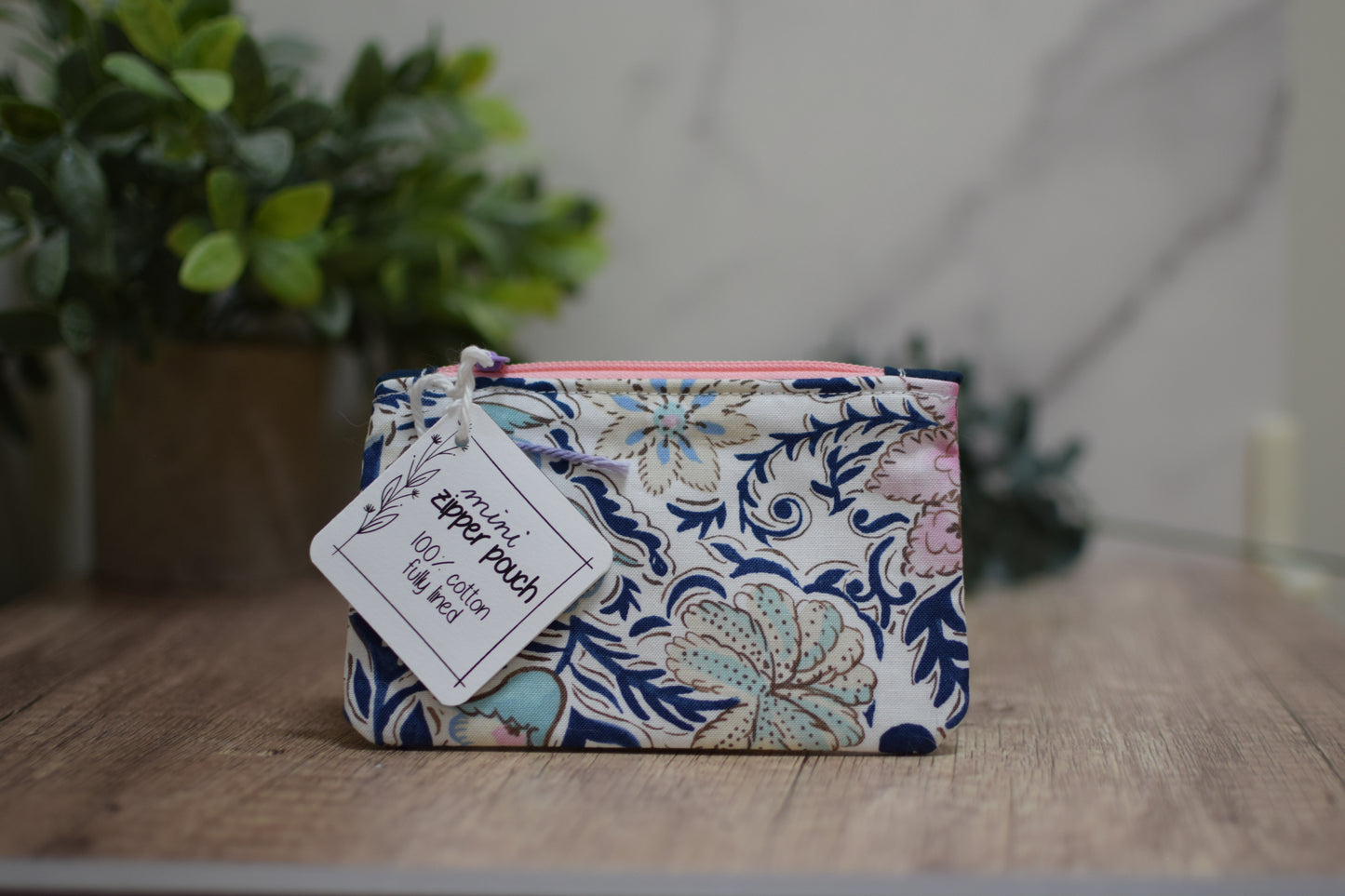 Blue/Pink Paisley Floral Mini Pouch