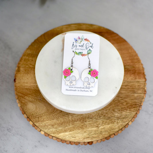 Skull + Flower Dangles