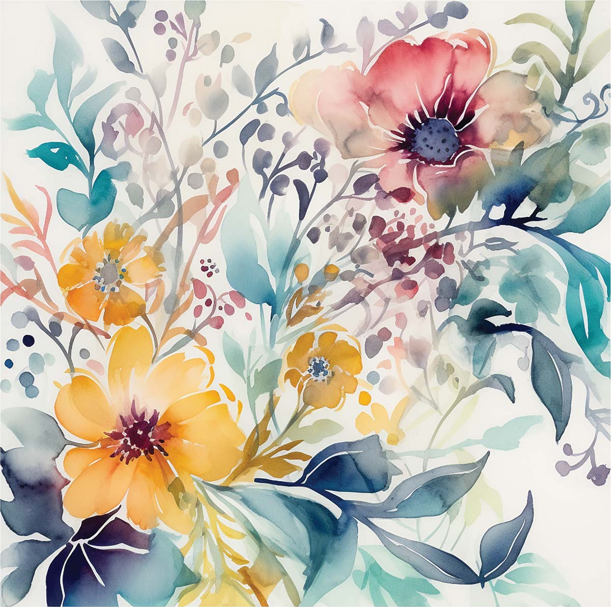 Watercolor Flowers 024 Transfer Paper