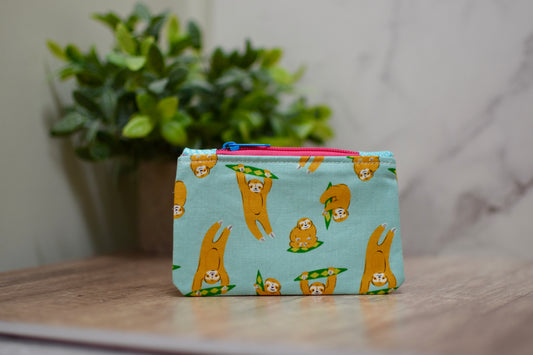 Summer Sloth Mini Zipper Pouch
