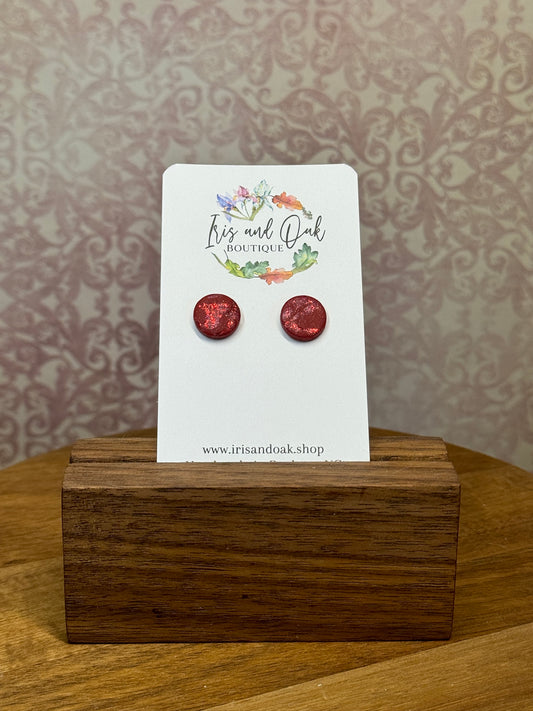 Shimmery Red Studs