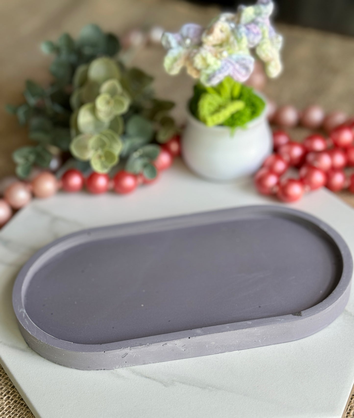 Faux Concrete Deep Purple Trinket Tray (Large)