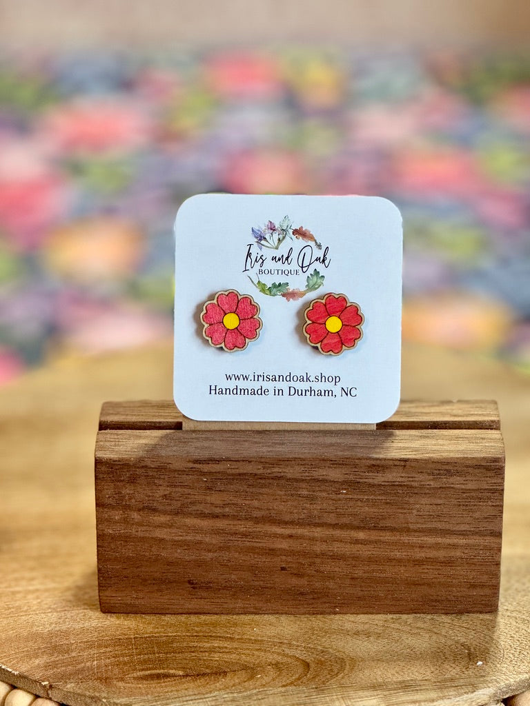 Wooden Flower Studs (Multiple styles)