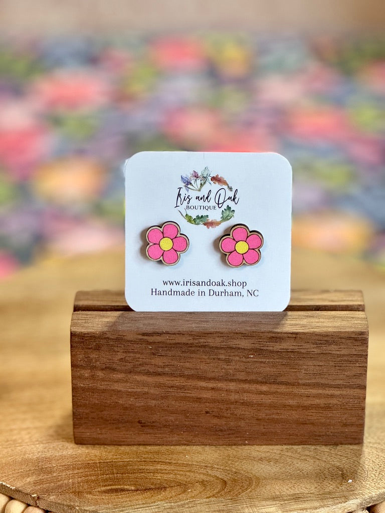 Wooden Flower Studs (Multiple styles)