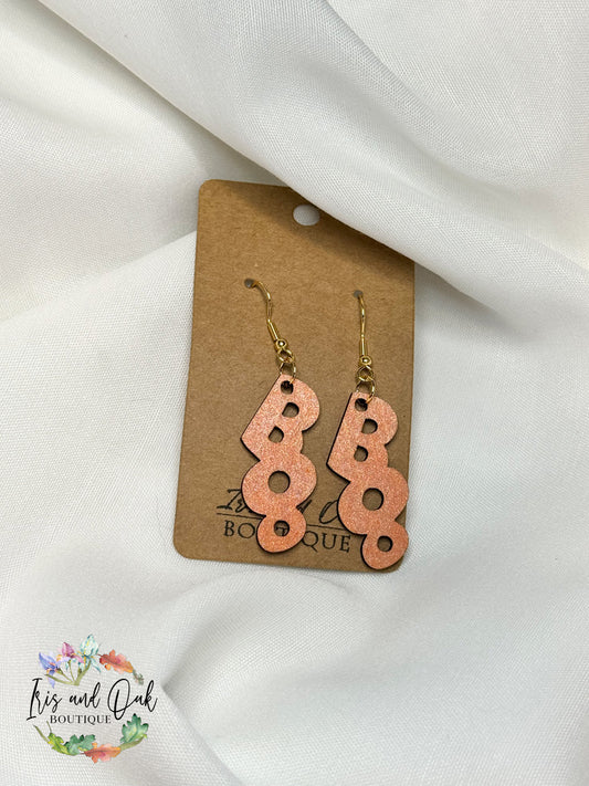 Orange "Boo" Wooden Earrings