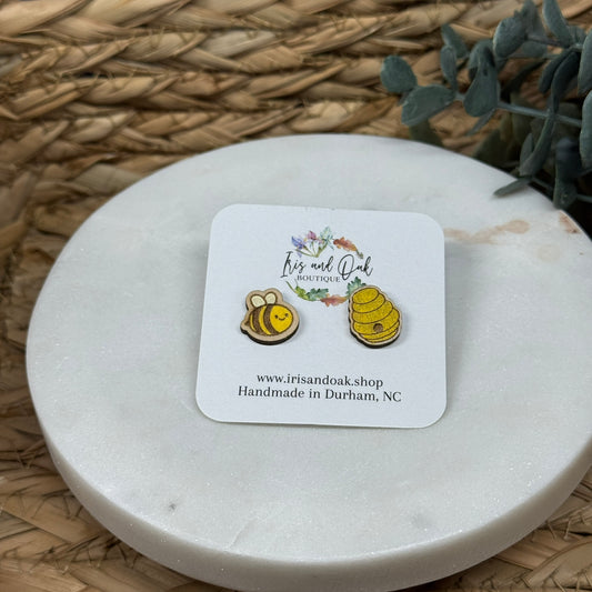 Bee + Hive Studs