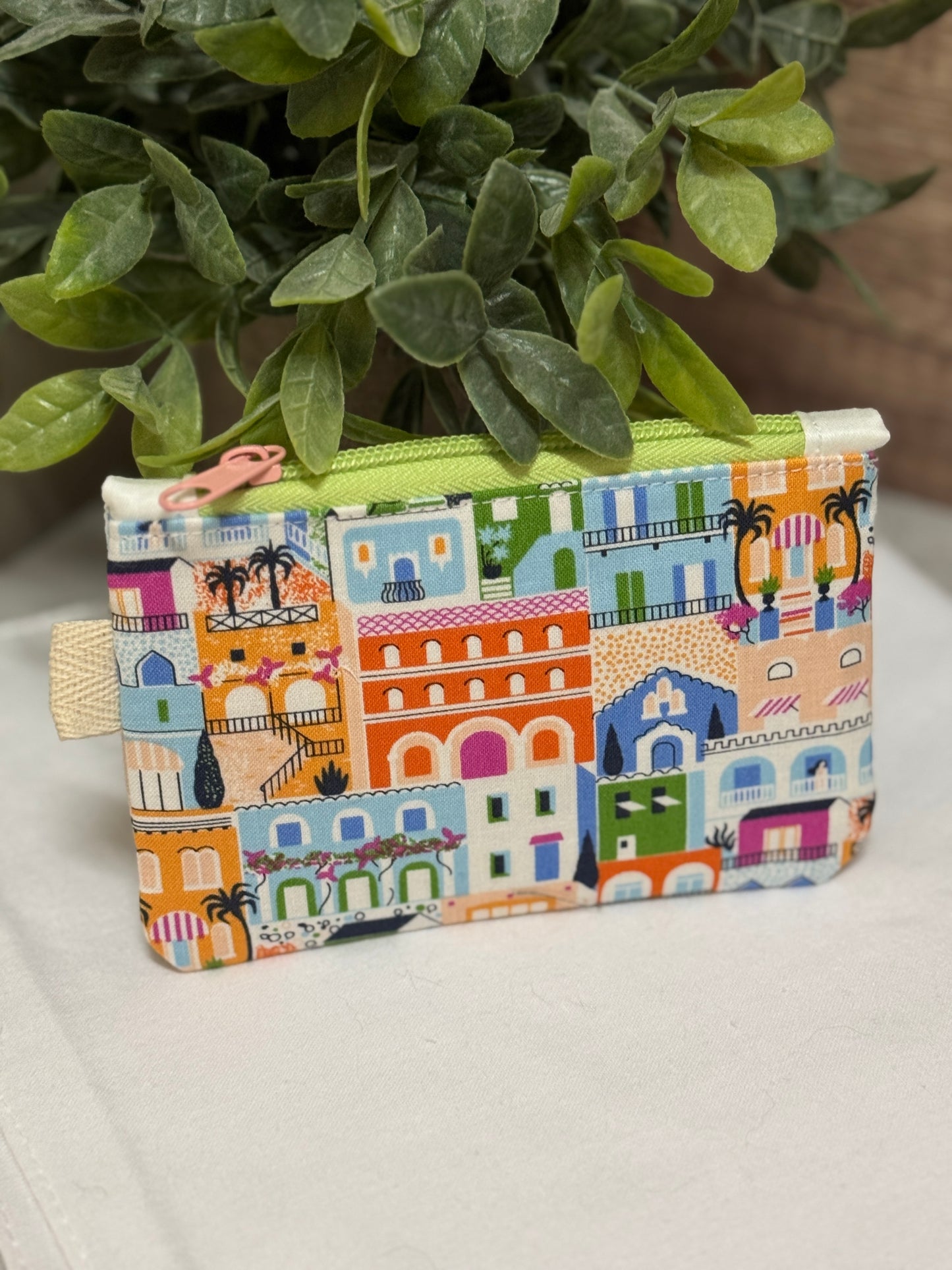 Mediterranean Houses Mini Zipper Pouch