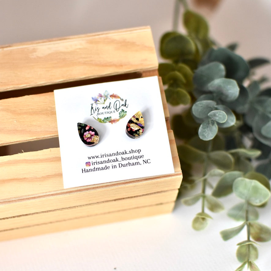 Dark Floral Teardrops