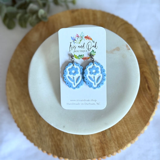 Stamped Flower - Blue