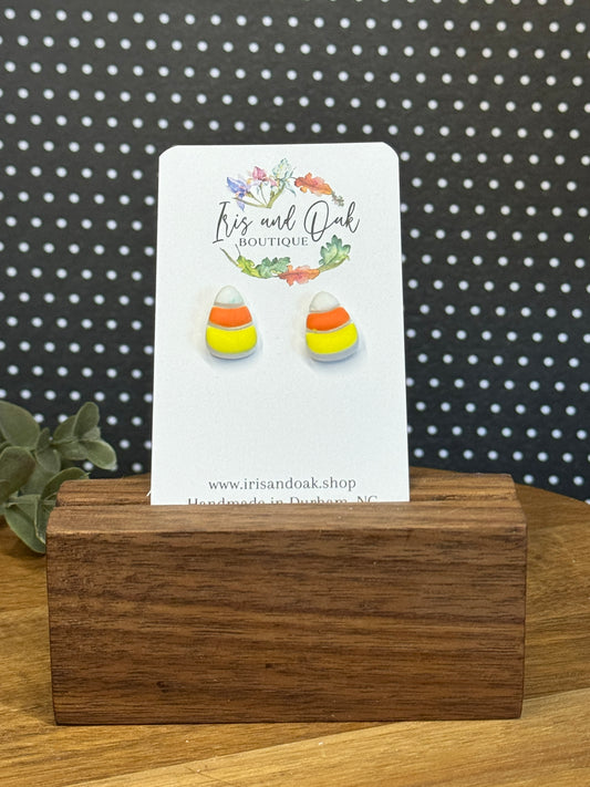 Candy Corn Clay Stud