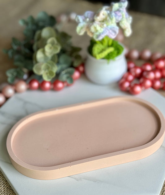 Faux Concrete Peach Trinket Tray (Large)