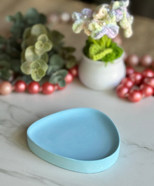 Faux Concrete Blue Trinket Tray (small)