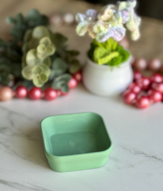 Faux Concrete Green Square Trinket Tray (mini)