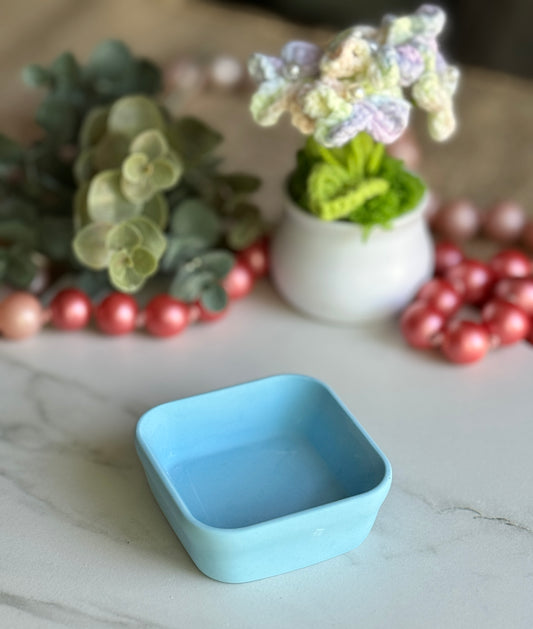 Faux Concrete Blue Square Trinket Tray (mini)