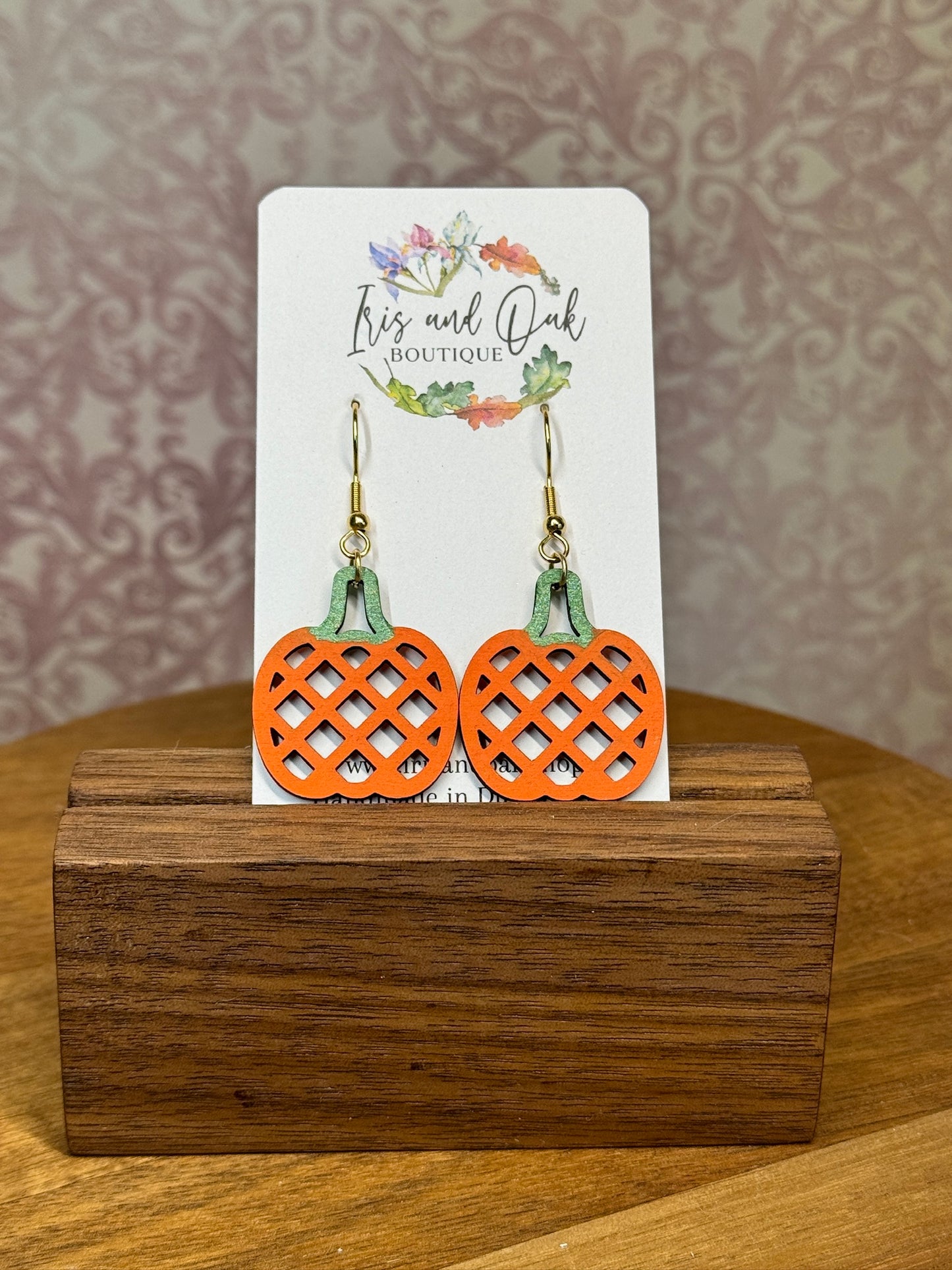 Wooden Pumpkin Dangles