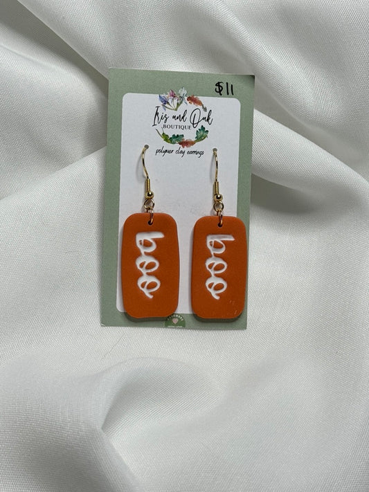 Boo Rectangle Clay Earrings