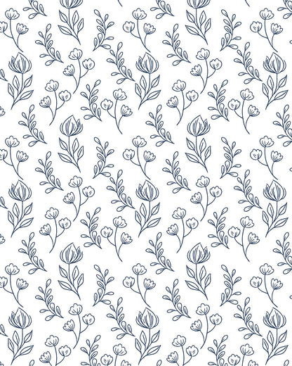 Blue and White Floral 1 Transfer Paper