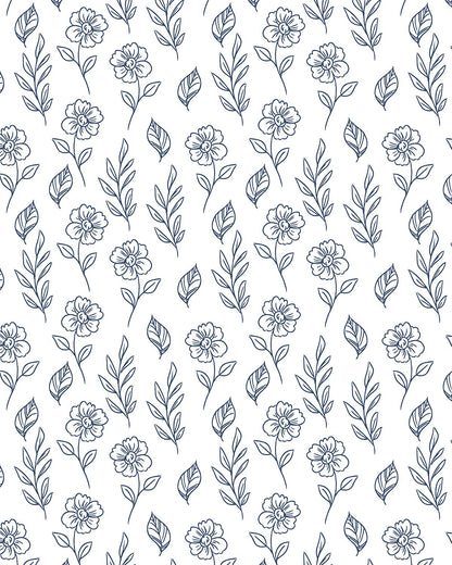 Blue and White Floral 3 Transfer Paper