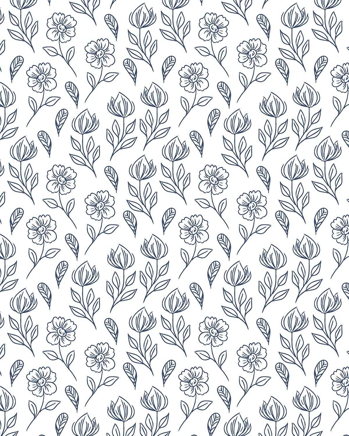 Blue and White Floral 6 Transfer Paper