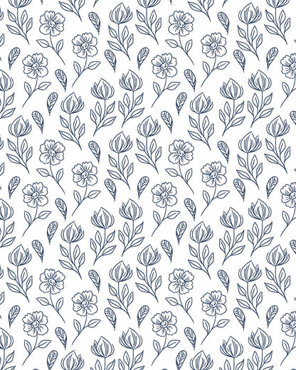 Blue and White Floral 6 Transfer Paper