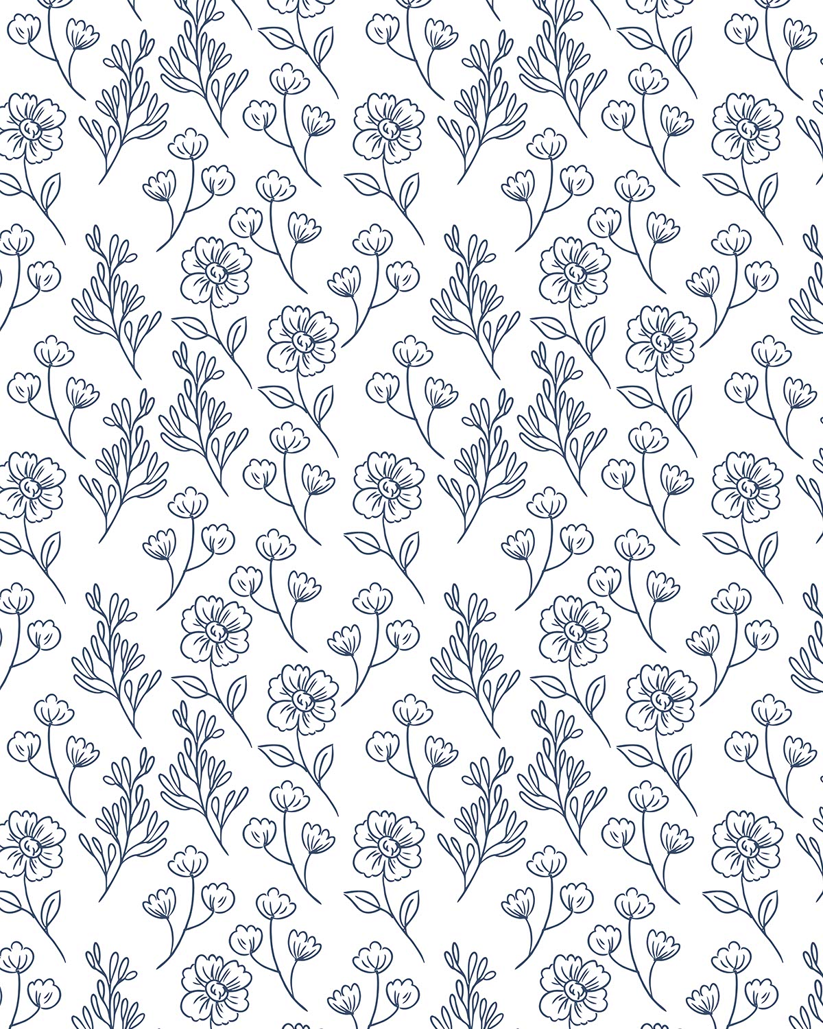 Blue and White Floral 7 Transfer Paper