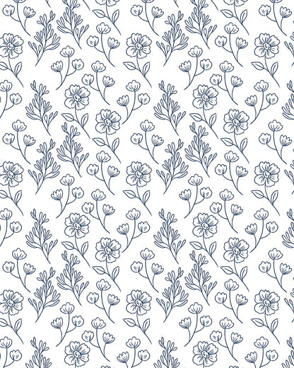 Blue and White Floral 7 Transfer Paper