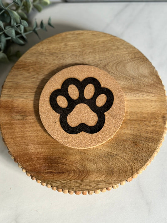 Paw Print Cork Coaster