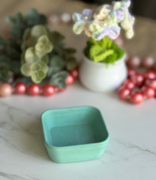 Faux Concrete Teal Green Square Trinket Tray (mini)