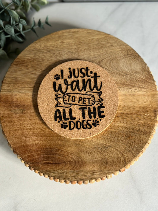 Pet the Dogs Cork Coaster