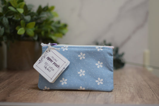 Blue Daisies Mini Zipper Pouch
