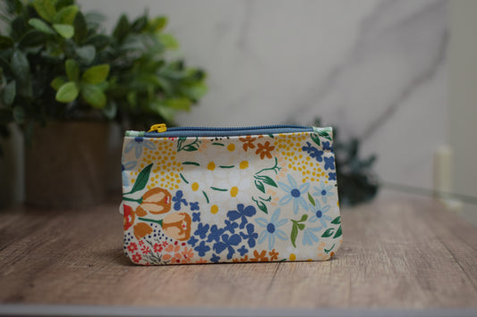 Beige Floral Mini Pouch