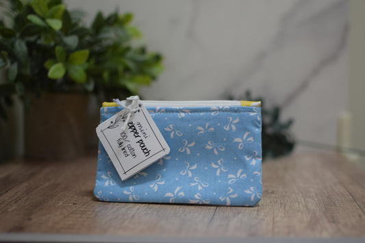 Blue Bows Mini Zipper Pouch