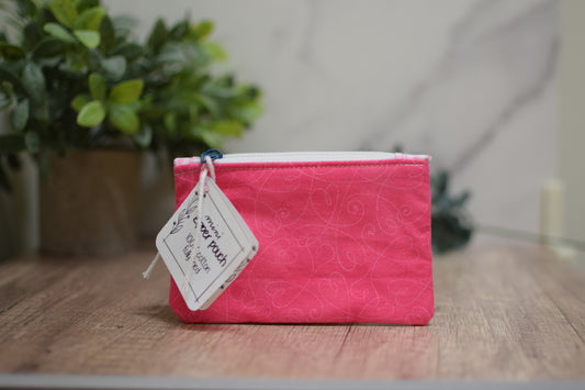 Pink Hearts Mini Zipper Pouch
