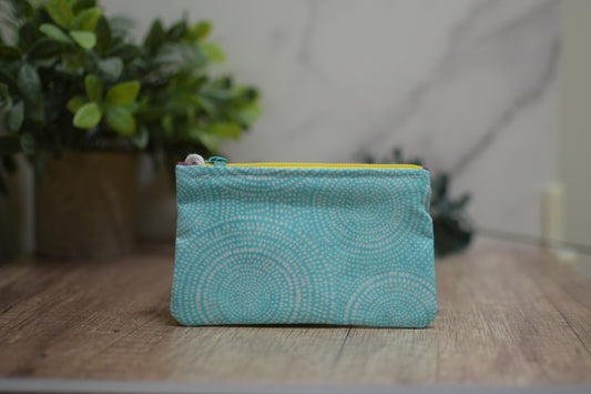 Teal Circles Mini Zipper Pouch
