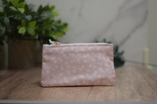 Distsy Pink Flower Mini Zipper Pouch