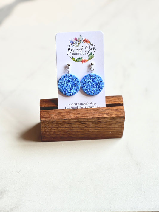 Blue Floral Mandala Dangles