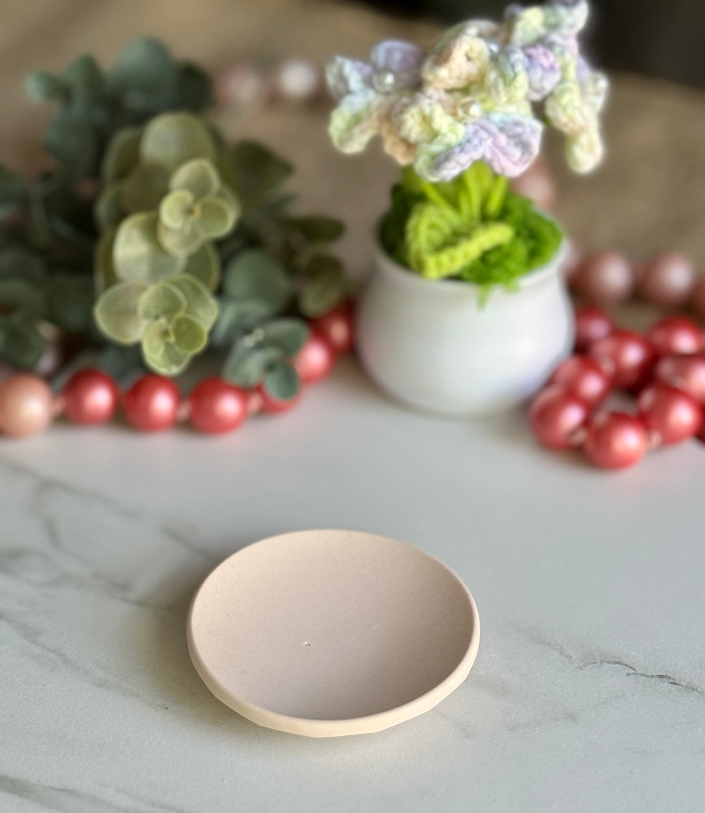 Faux Concrete Peach Round Trinket Tray (mini)