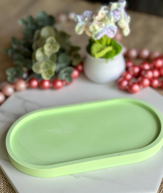 Faux Concrete Light Green Trinket Tray (Large)