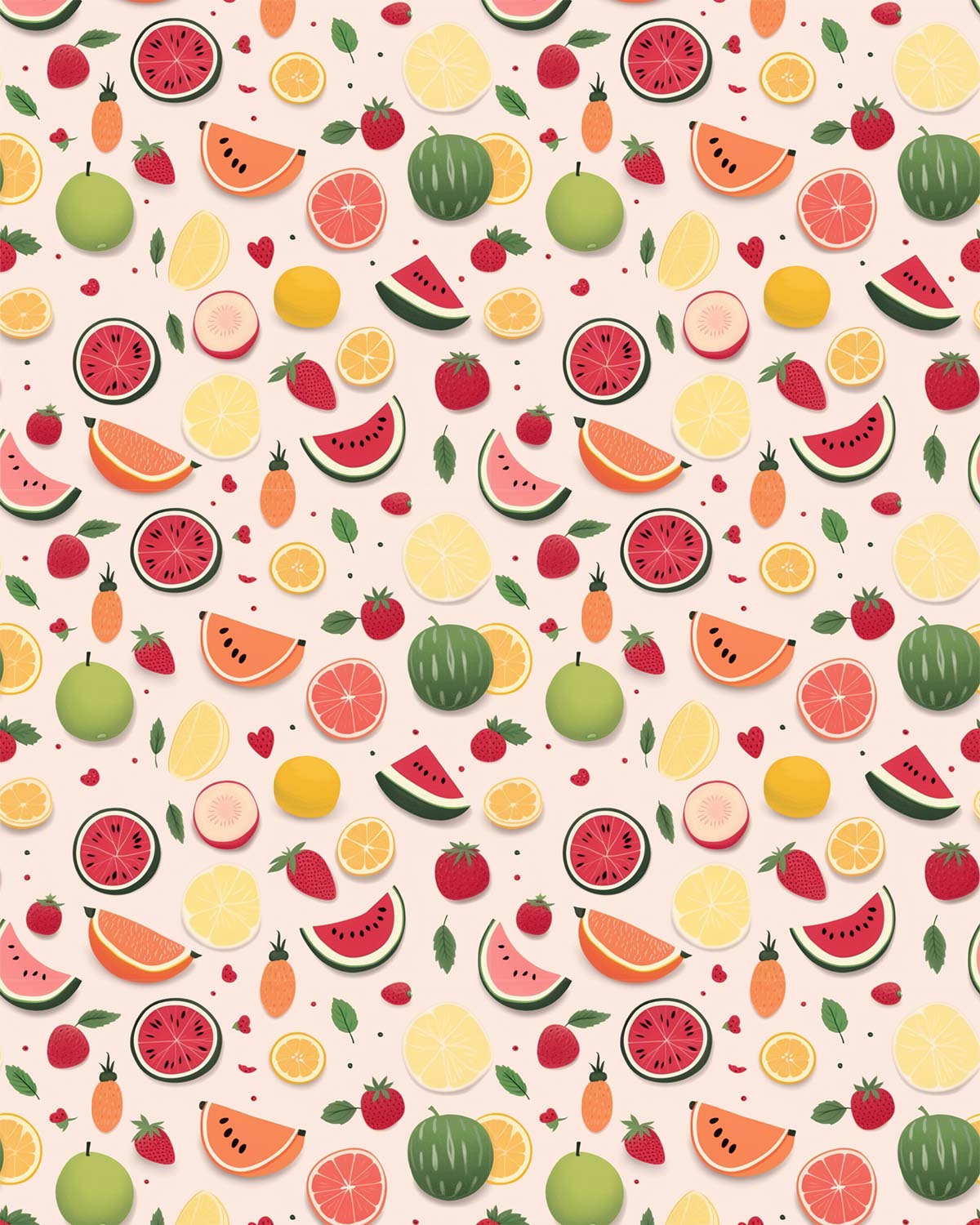 Fruit 01 (apples, watermelon, lemon, oranges)