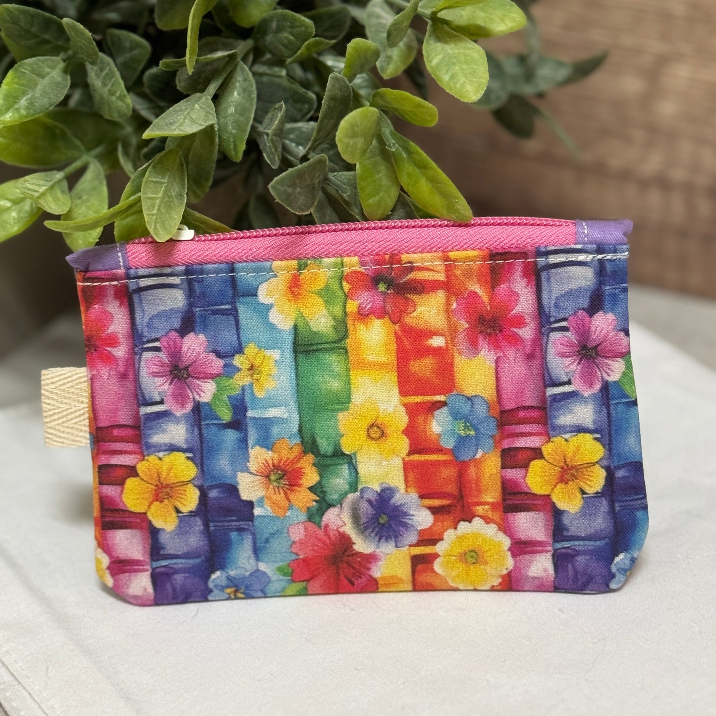 Rainbow Bookshelf Mini Zipper Pouch
