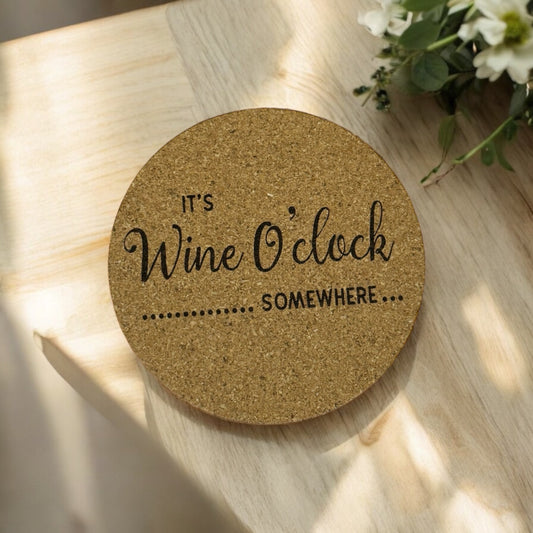 Wine O’Clock Cork Coaster