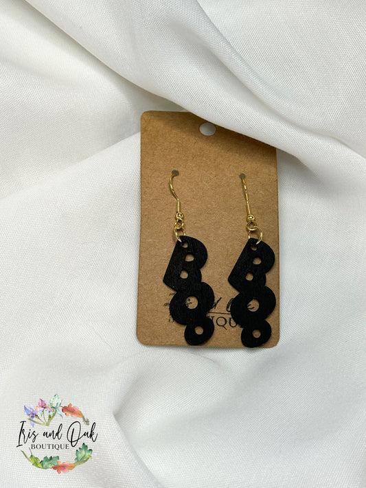 Black "Boo" Wooden Earrings