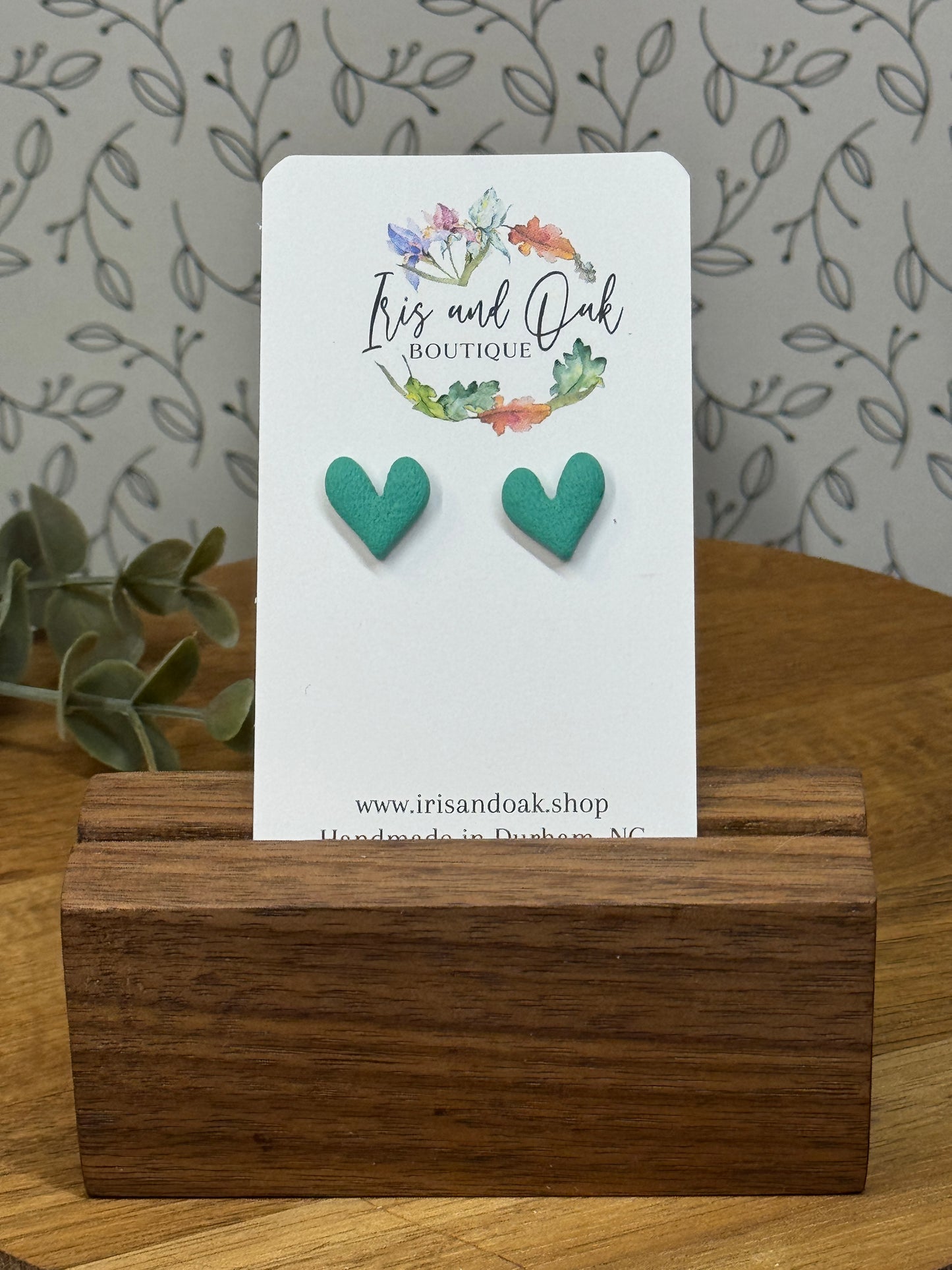 Teal Heart Studs