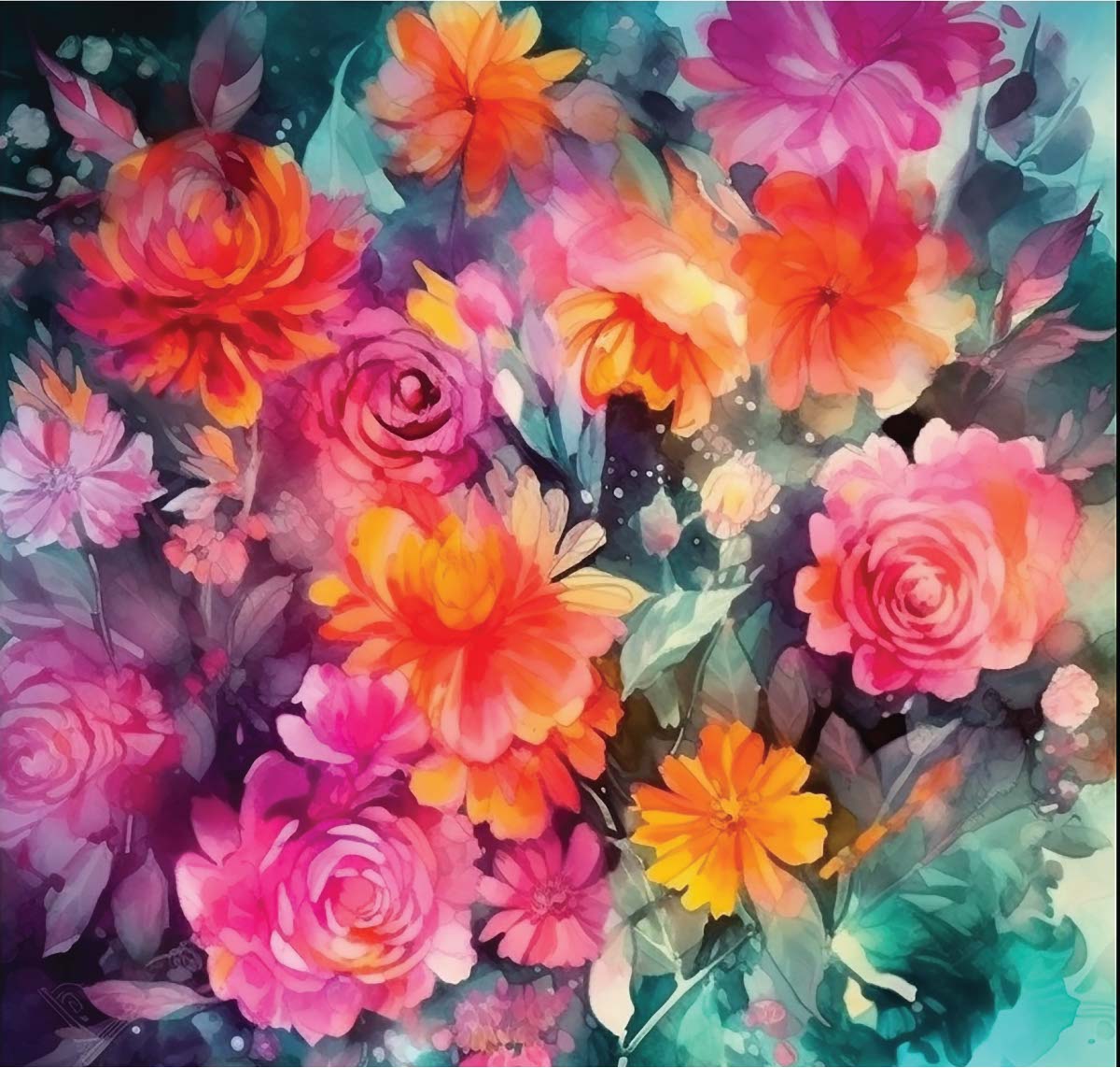 Watercolor Flowers 027 Transfer Paper